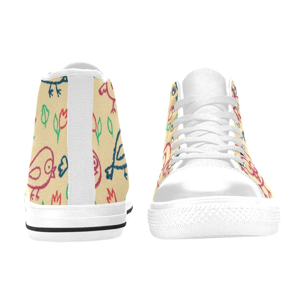 Bird Doodle - Kids High Top Canvas Shoes
