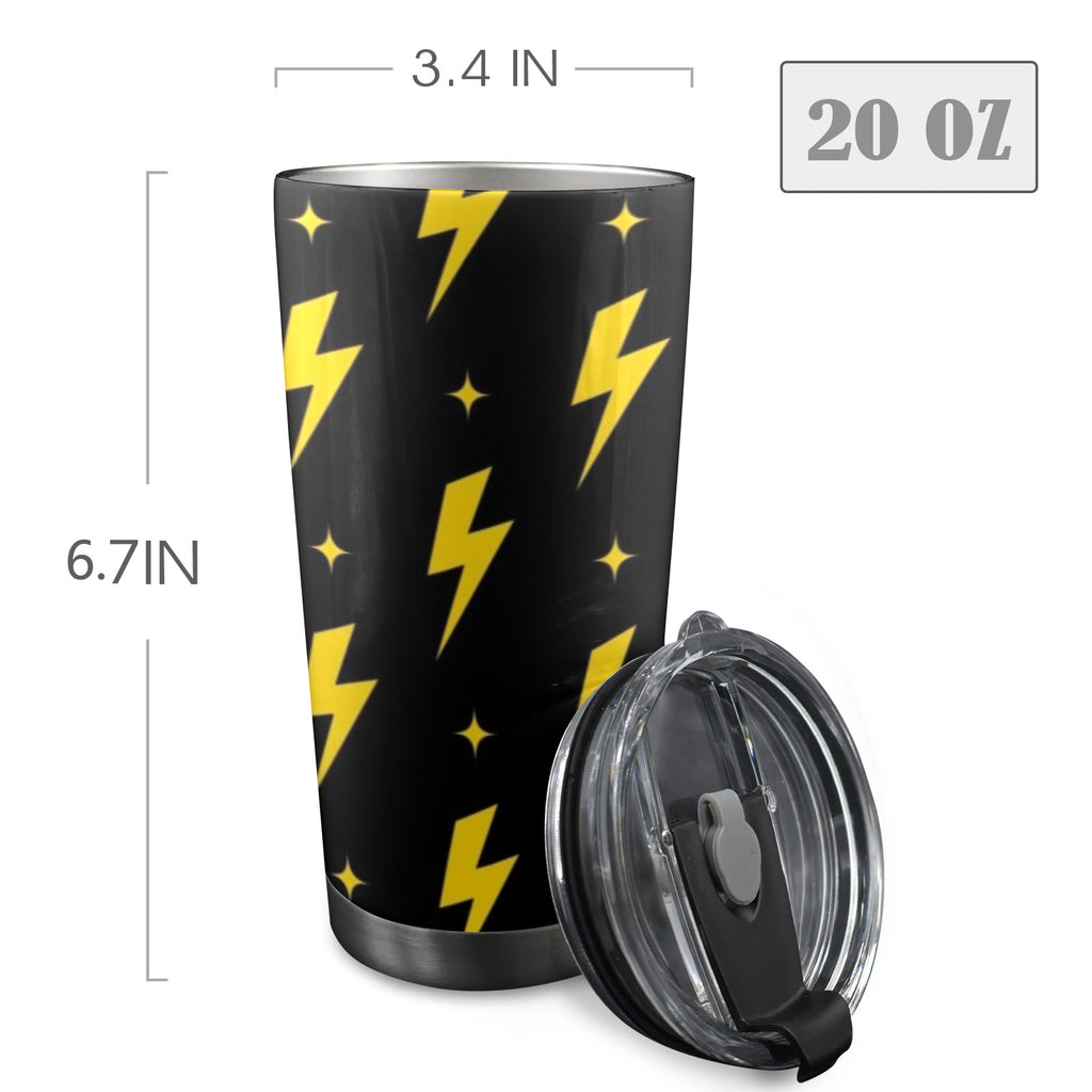 Yellow Lightning - 20oz Mobile Tumbler with Lid (Black Lock) 20oz Travel Mug comic Printed Offshore