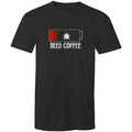 Need Coffee, Empty Battery, Power Levels - Mens T-Shirt Black Mens T-shirt Coffee Printed In Australia