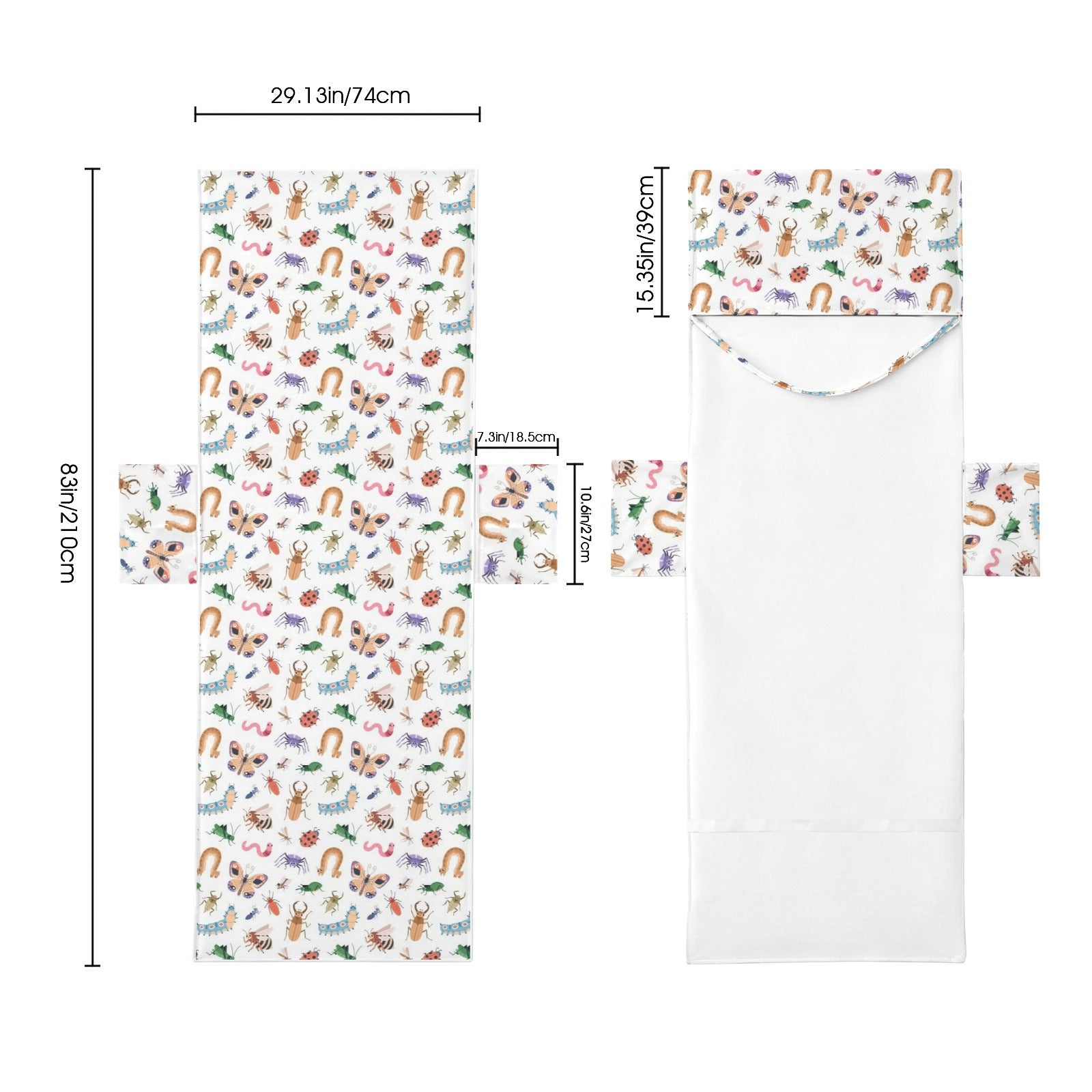 Cute Bugs Beach Chair Towel Cover with Side Pockets