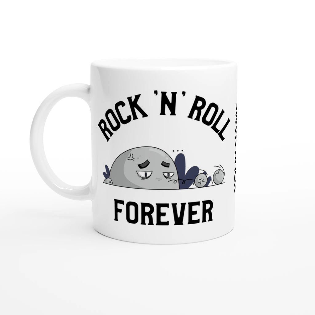 Personalise - Rock 'N' Roll Forever - White 11oz Ceramic Mug Ceramic White Personalised Mug customise Globally Fulfilled Music personalise