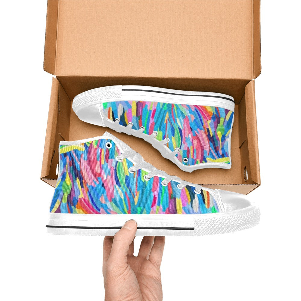 Brushstrokes - Kids High Top Canvas Shoes