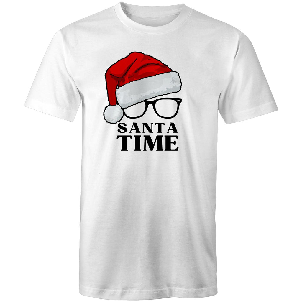 Santa Time - Mens T-Shirt White Mens Christmas T-shirt Christmas Printed In Australia
