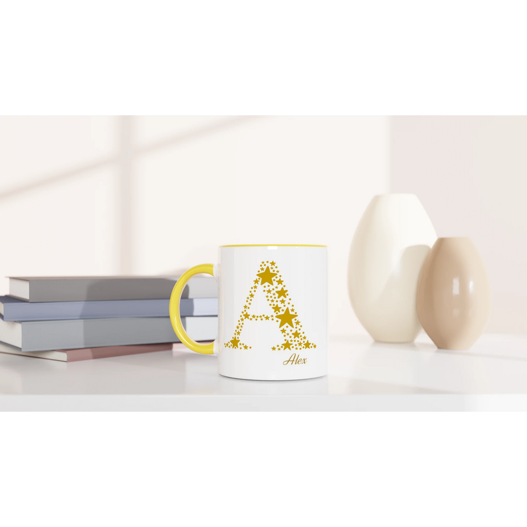 Personalised - Star Initials - 11oz Ceramic Mug, Customise, Personalise, Name, Initial Personalised 11oz Mug