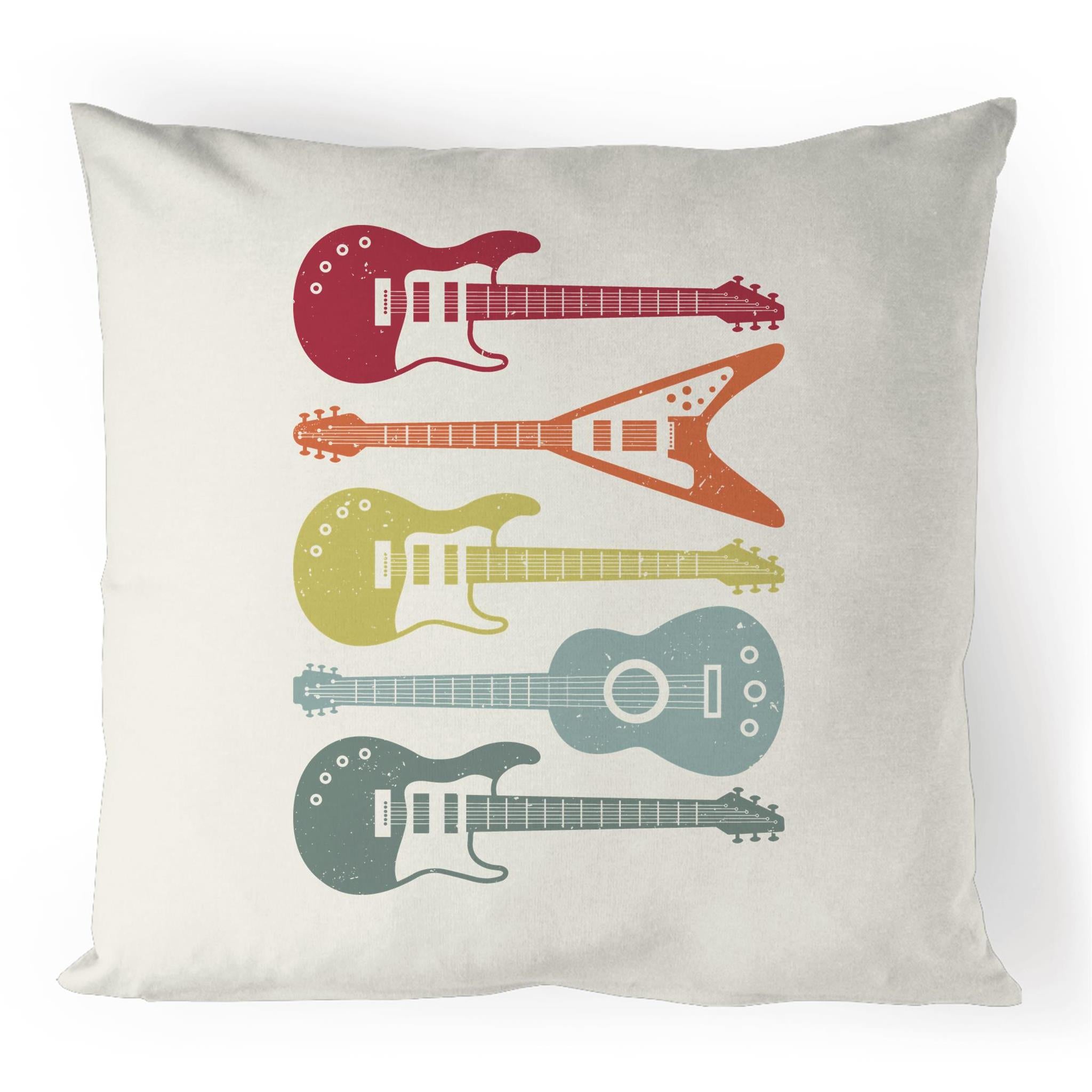 Retro Guitars - 100% Linen Cushion Cover Default Title Linen Cushion Covers Music Printed In Australia