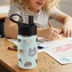 Funny Dog Faces 12oz Kids Water Bottle with Straw Lid