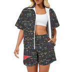 Colourful Maths Formulas Women's Windbreaker Short Set 2XL Women's Windbreaker Short Set Maths Printed Offshore