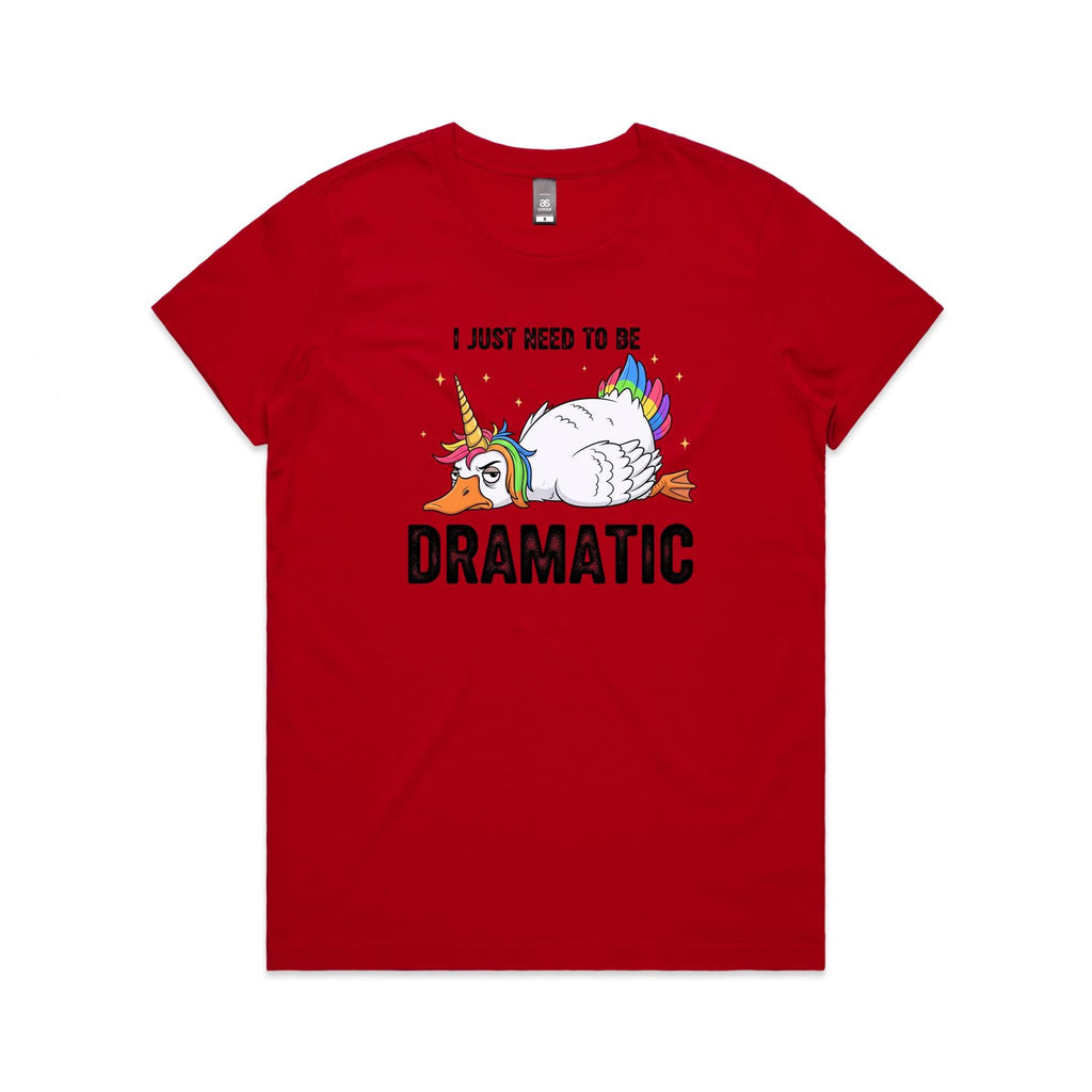 Dramatic Unicorn Goose Women's AS Colour T-shirt Red Womens T-shirt animal Printed In Australia