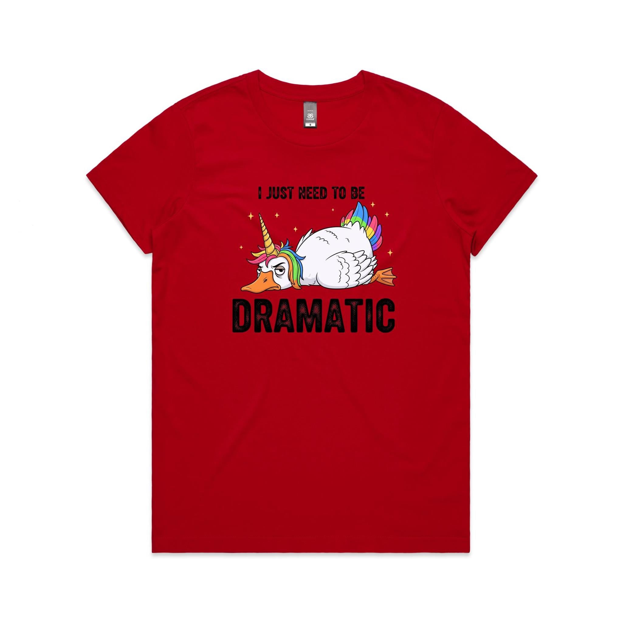 Dramatic Unicorn Goose Women's AS Colour T-shirt Red Womens T-shirt animal Printed In Australia