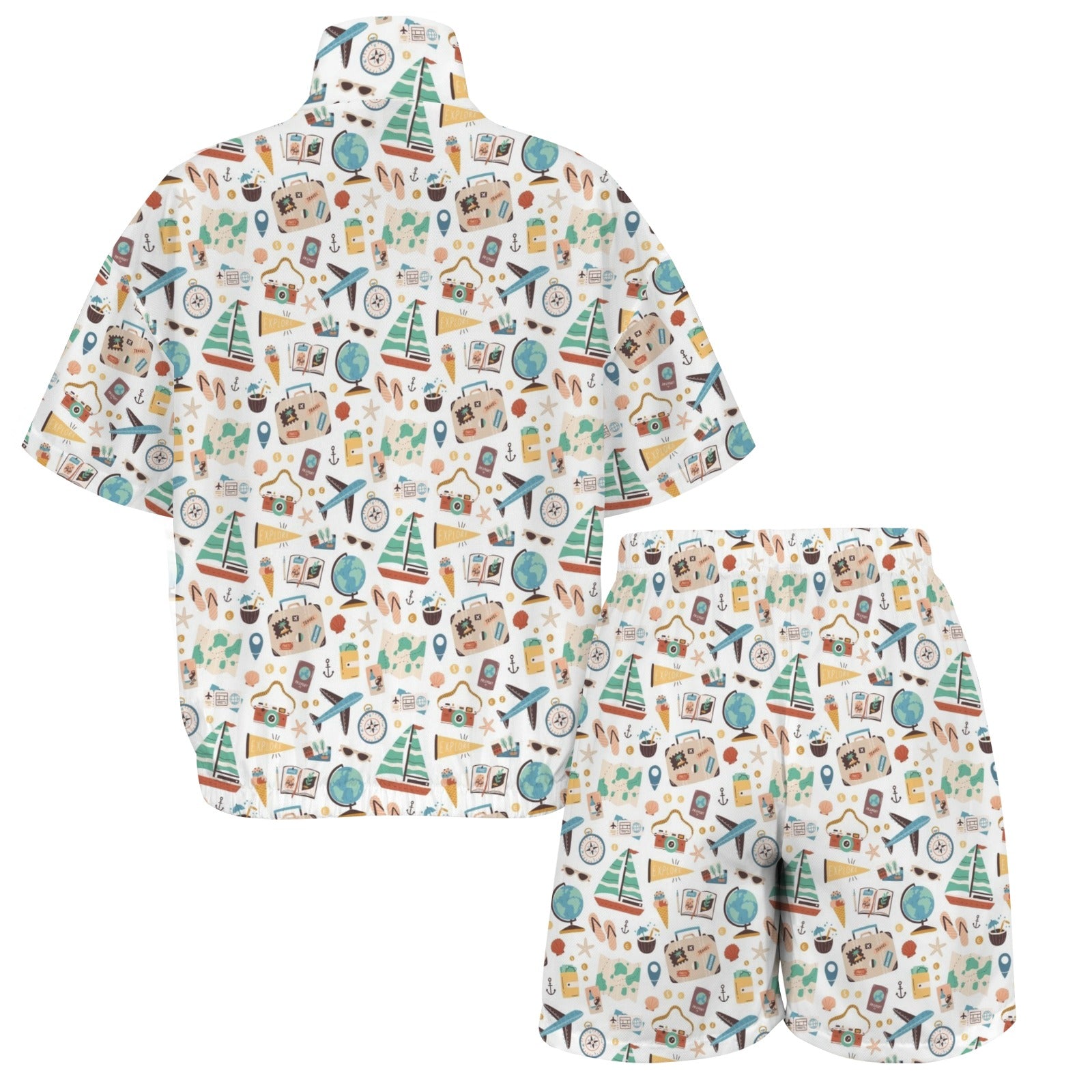 Travel And Explore Women's Windbreaker Short Set Women's Windbreaker Short Set Printed Offshore