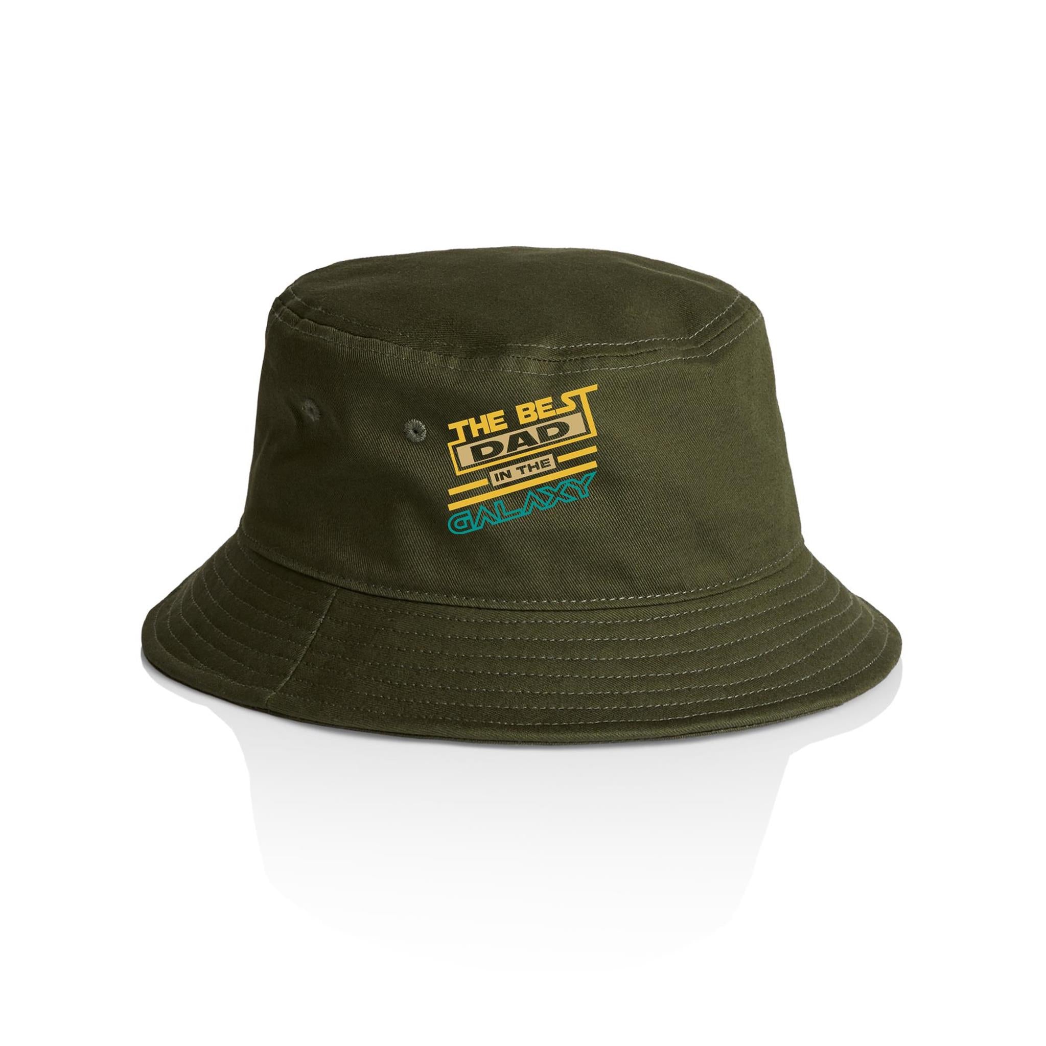 The Best Dad In The Galaxy - AS Colour Bucket Hat Army One Size As Colour Bucket Hat Dad Printed In Australia Space