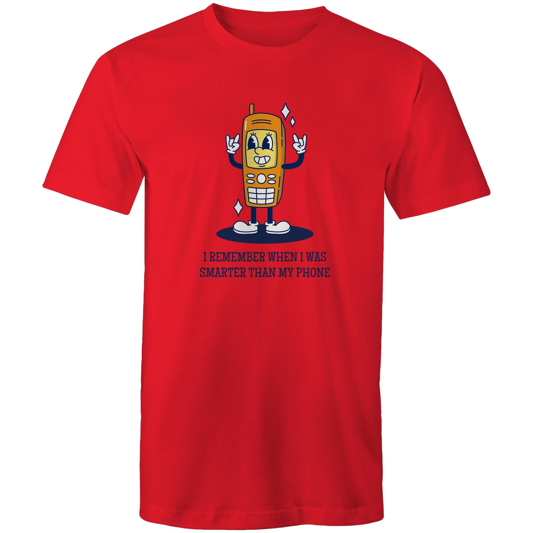 I Remember When I Was Smarter Than My Phone - Mens T-Shirt Red Mens T-shirt Printed In Australia Retro Tech