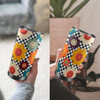 Happy Retro Flowers - 20oz Mobile Tumbler with Lid (Black Lock) 20oz Travel Mug Printed Offshore Retro