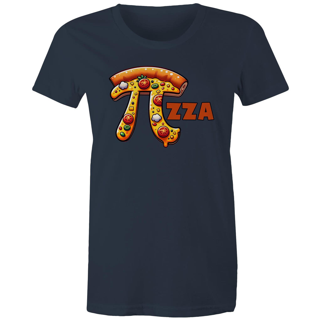 Pi Pizza - Womens T-shirt Navy Womens T-shirt Food Maths Printed In Australia Science