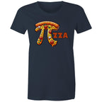 Pi Pizza - Womens T-shirt Navy Womens T-shirt Food Maths Printed In Australia Science