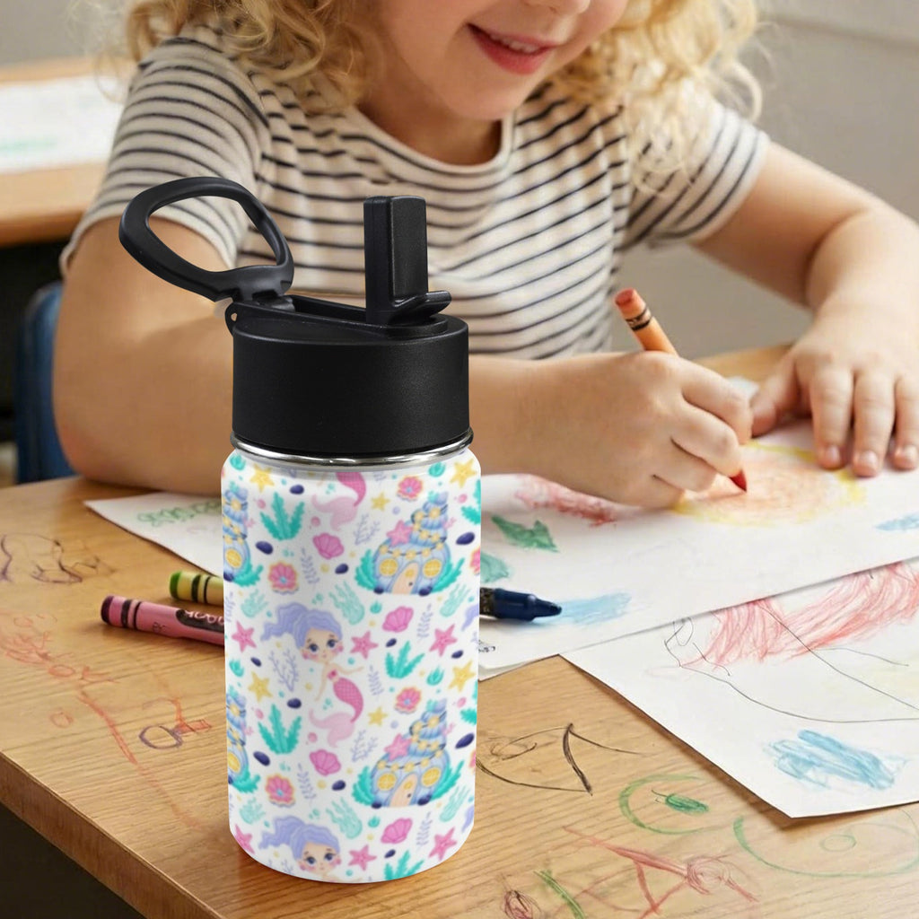 Mermaid World 12oz Kids Water Bottle with Straw Lid