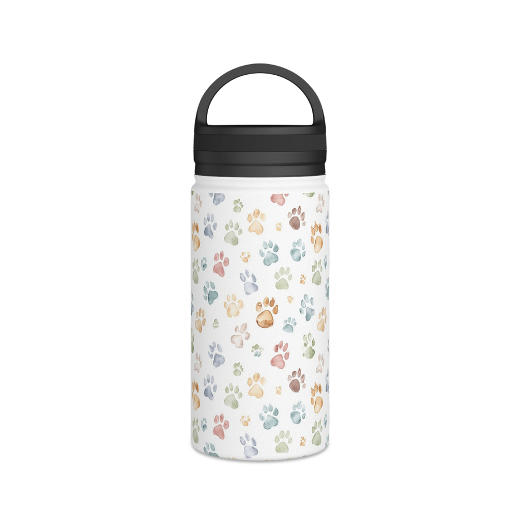 Paw Print Stainless Steel Water Bottle, Handle Lid Stainless Steel Water Bottle With Handle Lid animal Globally Fulfilled