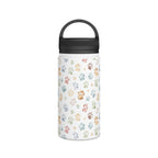 Paw Print Stainless Steel Water Bottle, Handle Lid Stainless Steel Water Bottle With Handle Lid animal Globally Fulfilled