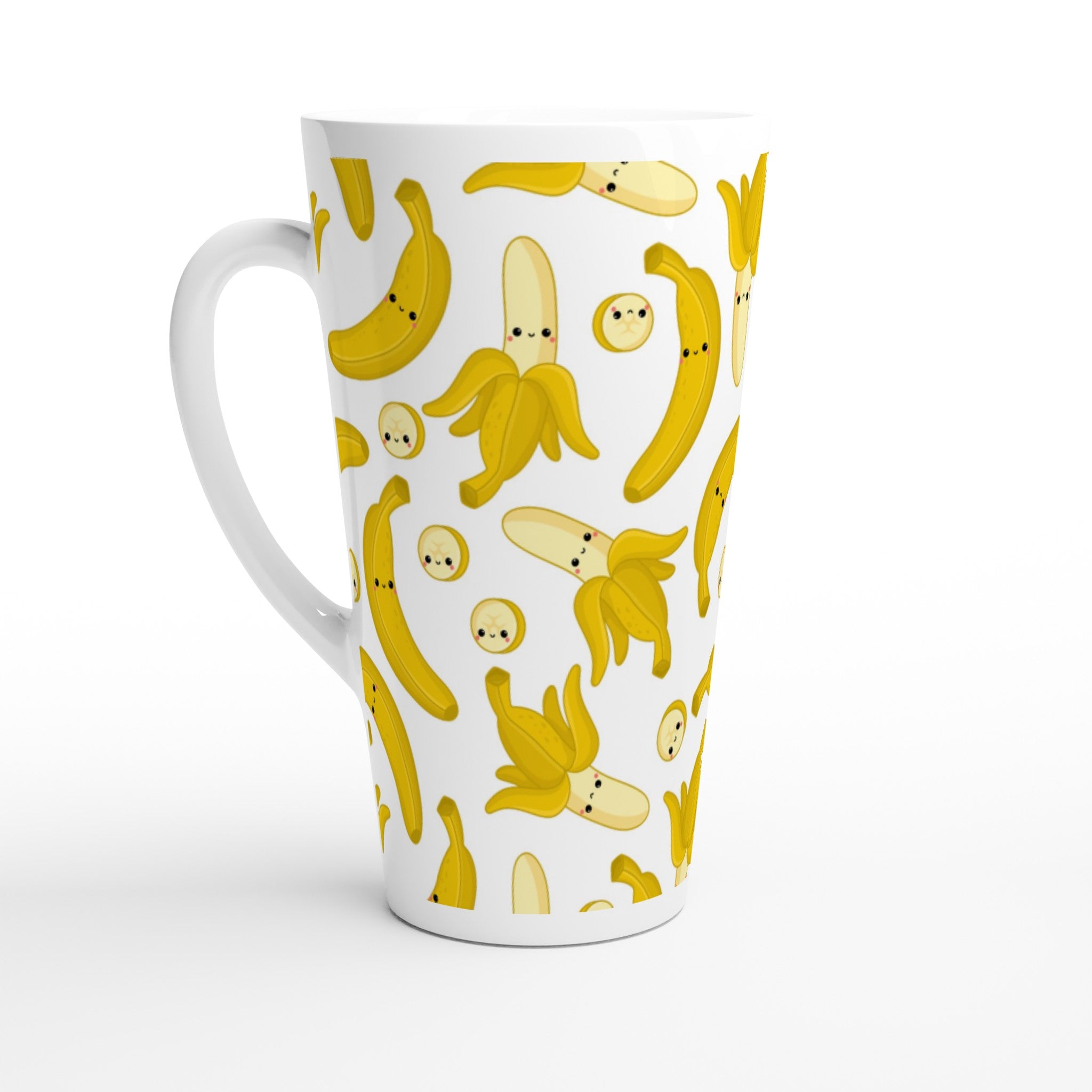 Happy Bananas - White Latte 17oz Ceramic Mug Default Title Latte Mug Food Globally Fulfilled