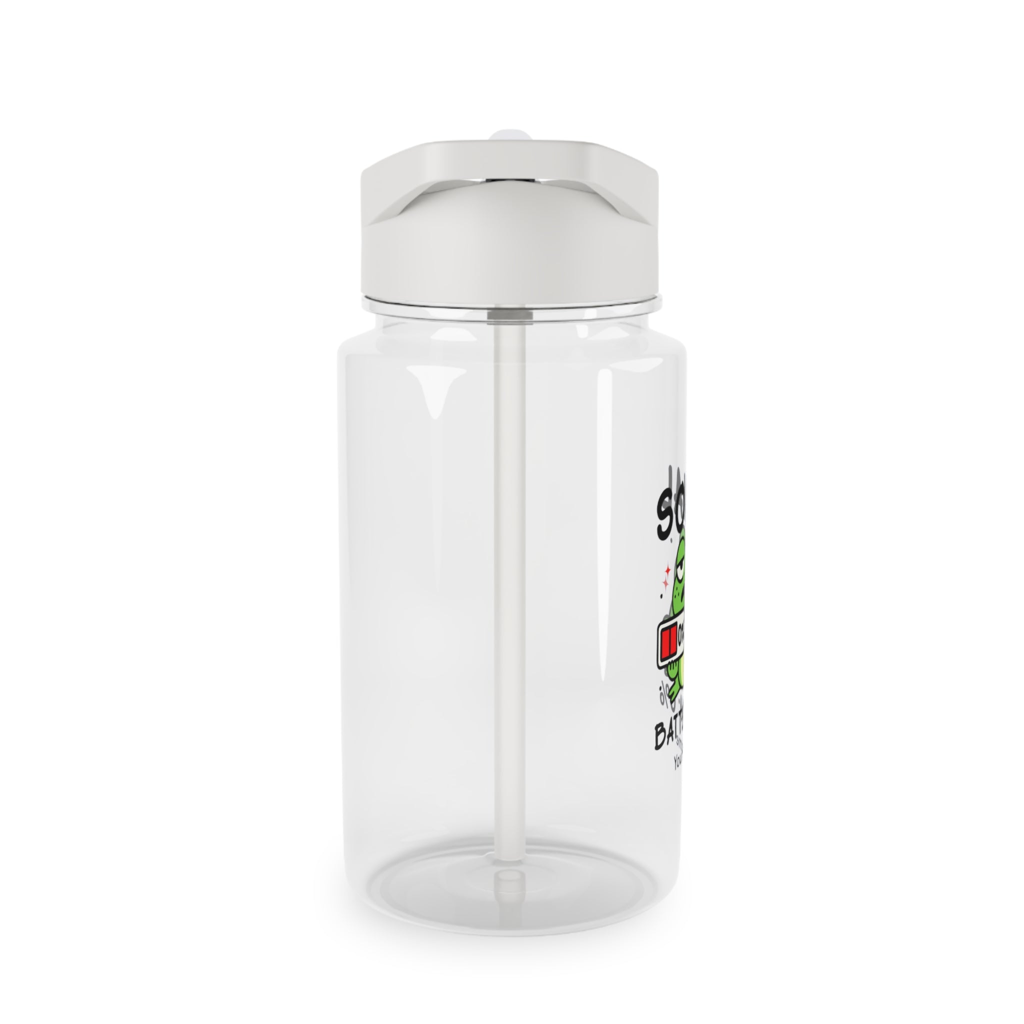 Personalised - Frog, Social Battery - Clear Tritan Water Bottle