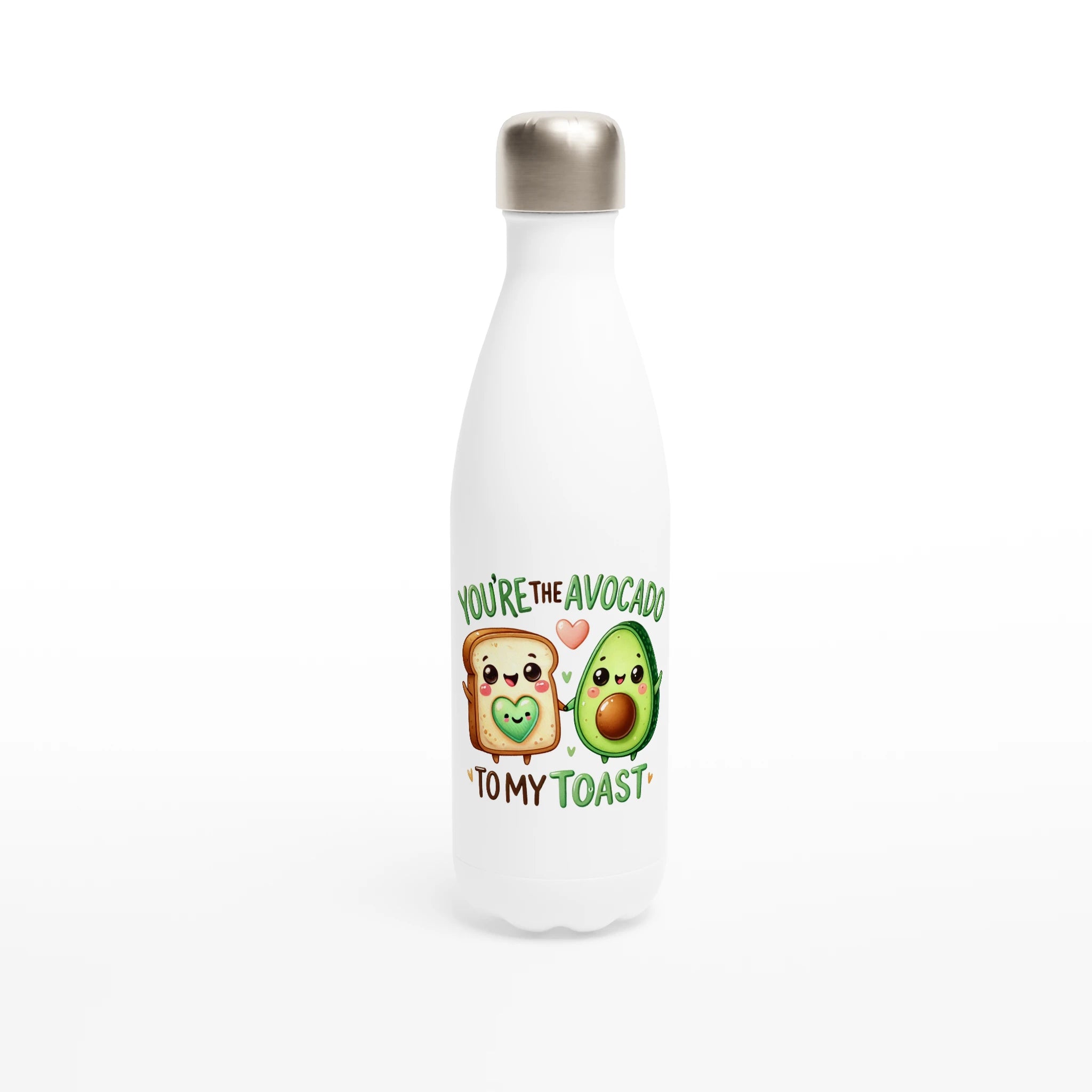You're The Avocado To My Toast, Valentine - White 17oz Stainless Steel Water Bottle Default Title White Water Bottle Food Globally Fulfilled Love