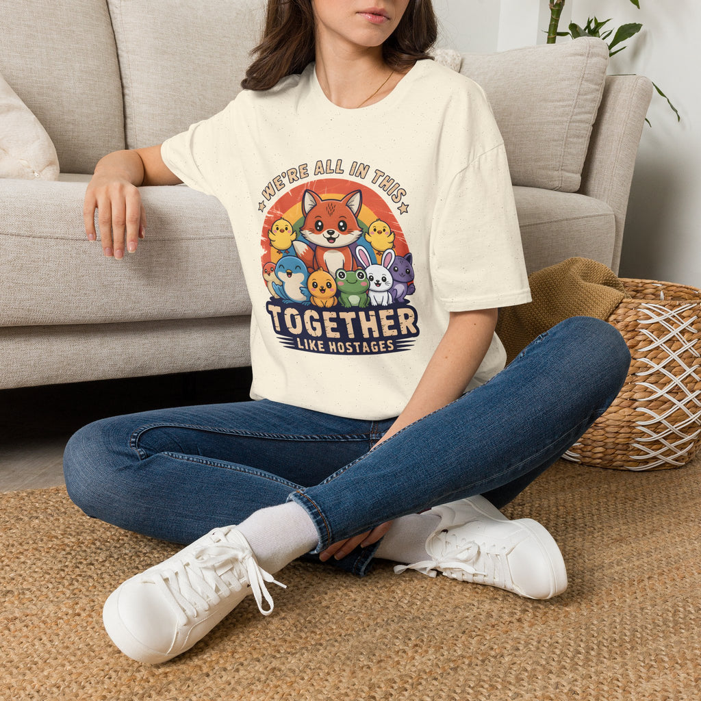 Cute Fox and Animal Friends We're All In This Together Like Hostages Unisex T-Shirt Natural Unisex Adult T-shirt animal Globally Fulfilled