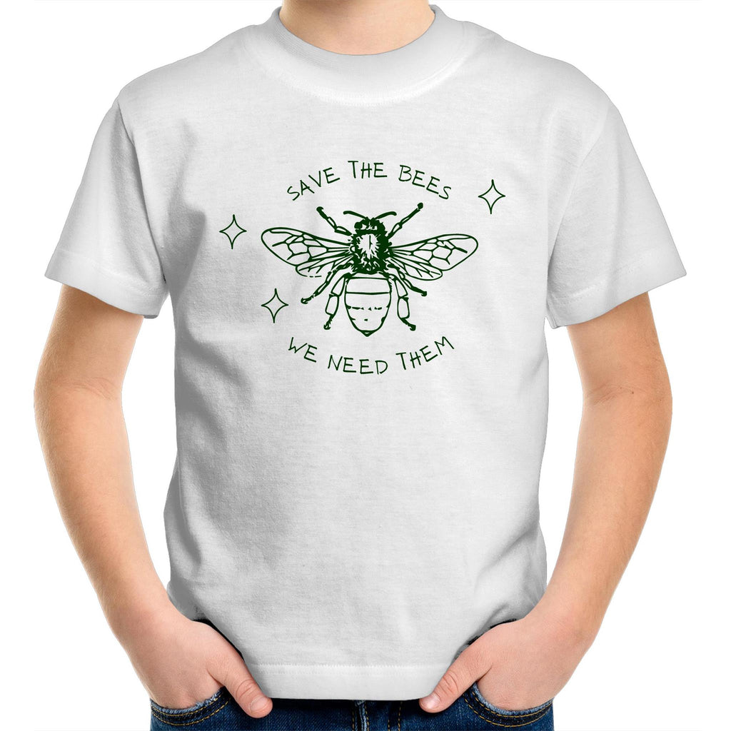 Save The Bees - Kids Youth T-Shirt White Kids Youth T-shirt animal Environment Printed In Australia