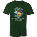 Save Earth, It's The Only Planet With Cake - Mens T-Shirt Forest Green Mens T-shirt Environment Food Printed In Australia