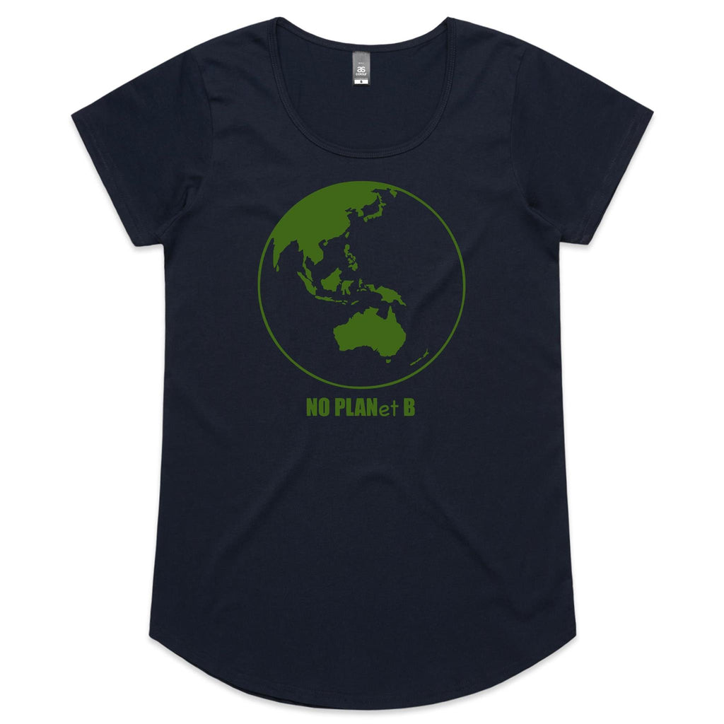 No Planet B, Earth - Womens Scoop Neck T-Shirt Navy Womens Scoop Neck T-shirt Environment Printed In Australia