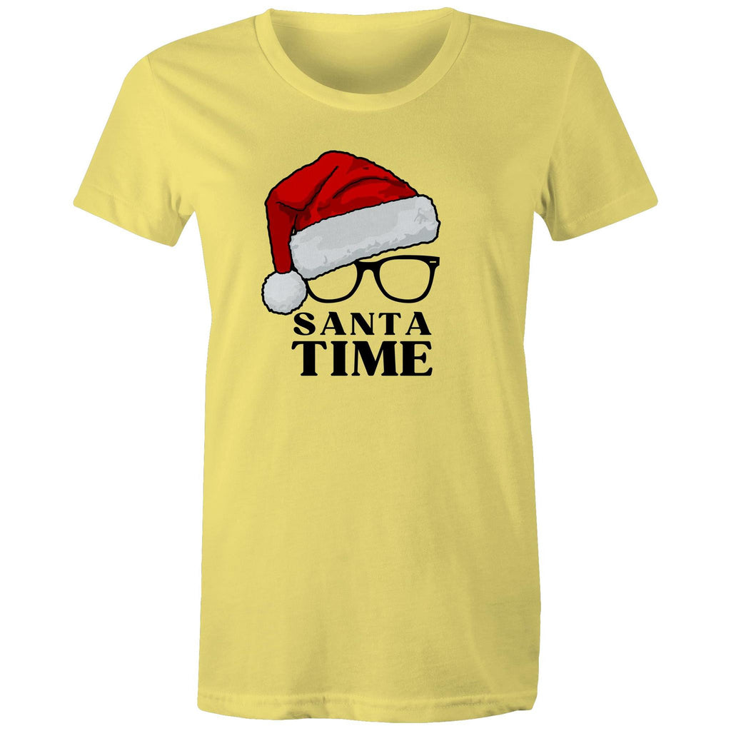 Santa Time - Womens T-shirt Yellow Womens Christmas T-shirt Christmas Printed In Australia