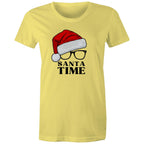 Santa Time - Womens T-shirt Yellow Womens Christmas T-shirt Christmas Printed In Australia