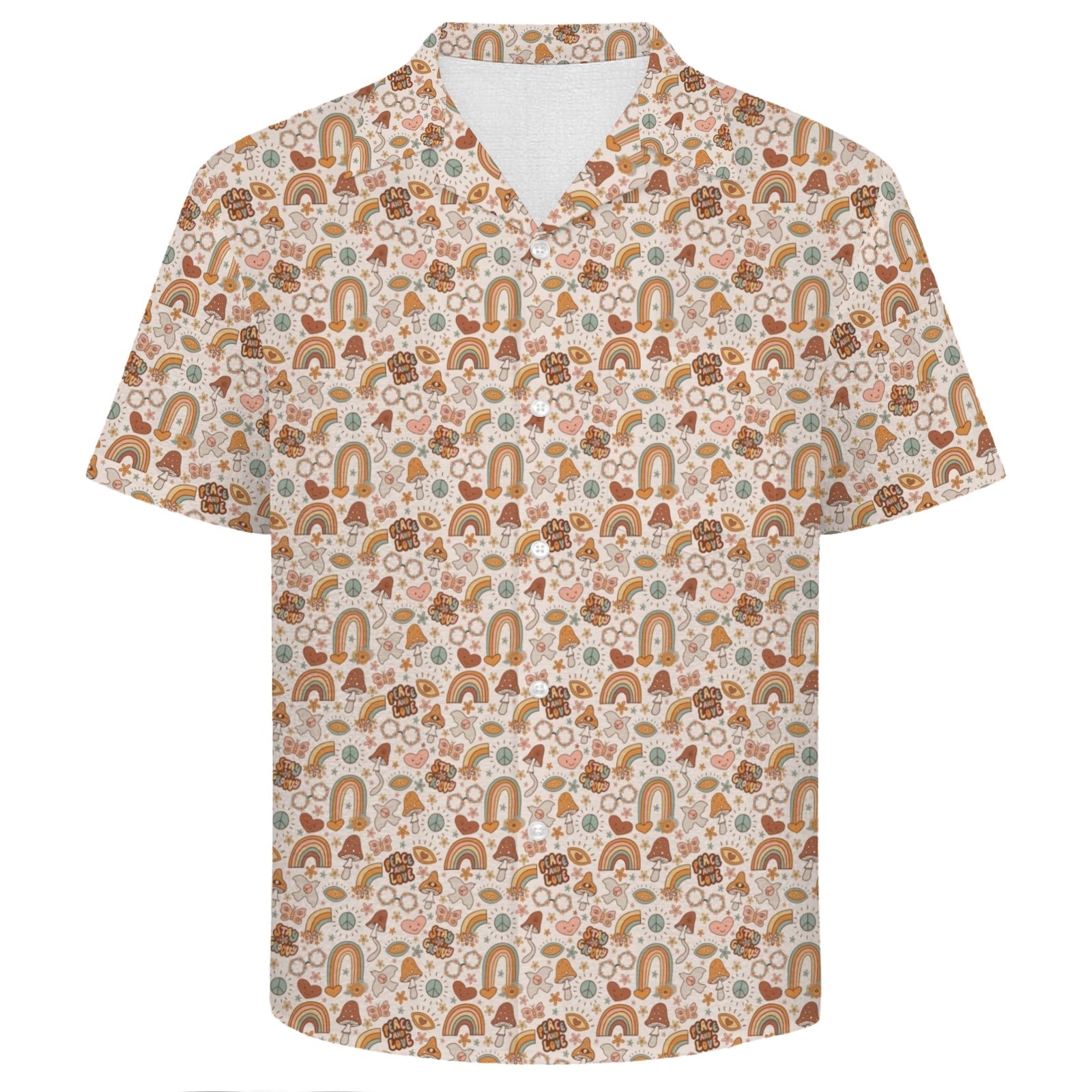 Peace And Love Men's Crinkle Hawaiian Shirt
