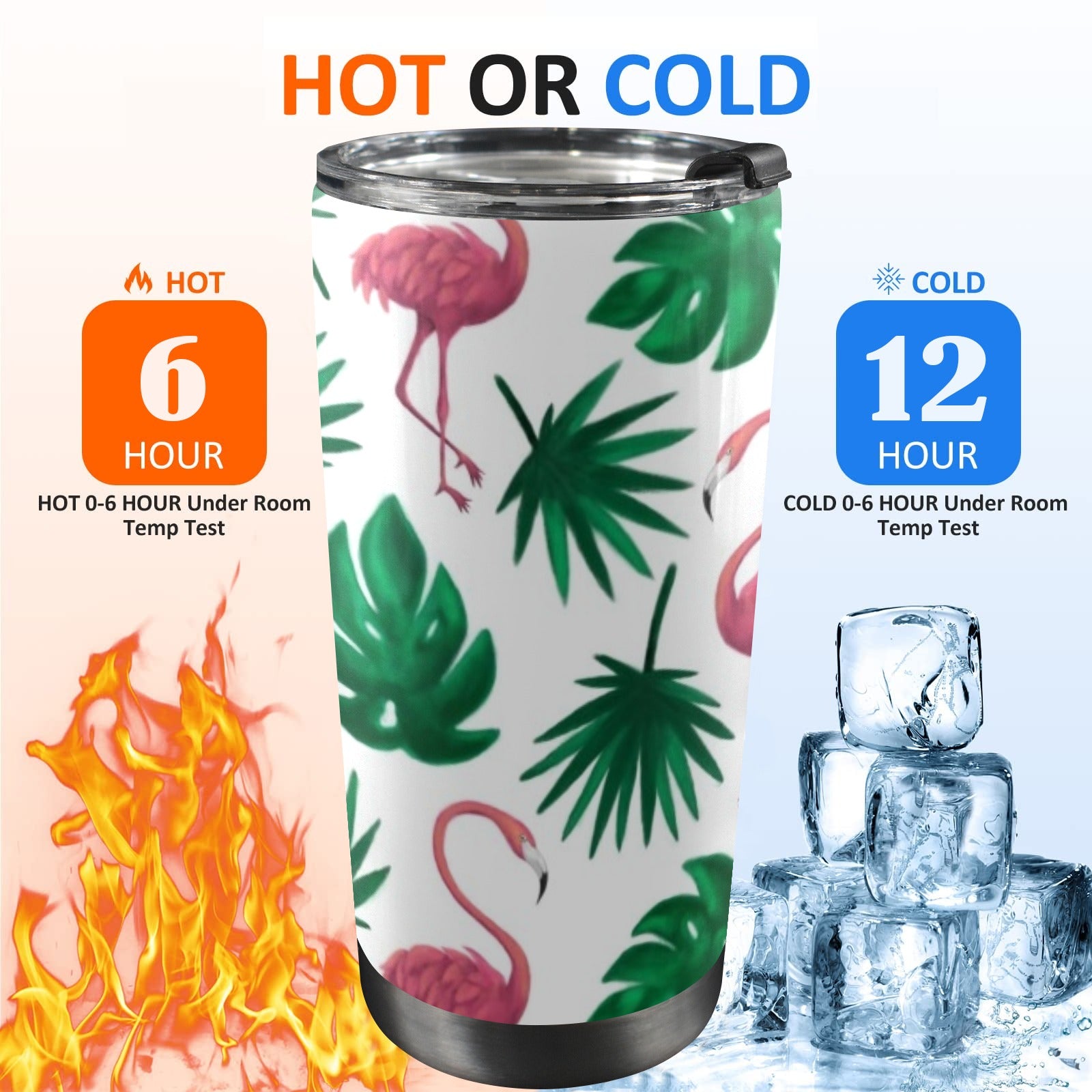 Flamingo Leaves - 20oz Mobile Tumbler with Lid (Black Lock)