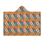 Happy Retro Flowers Kids Hooded Blanket 100cm x 130cm Kids Hooded Blanket Printed Offshore Retro