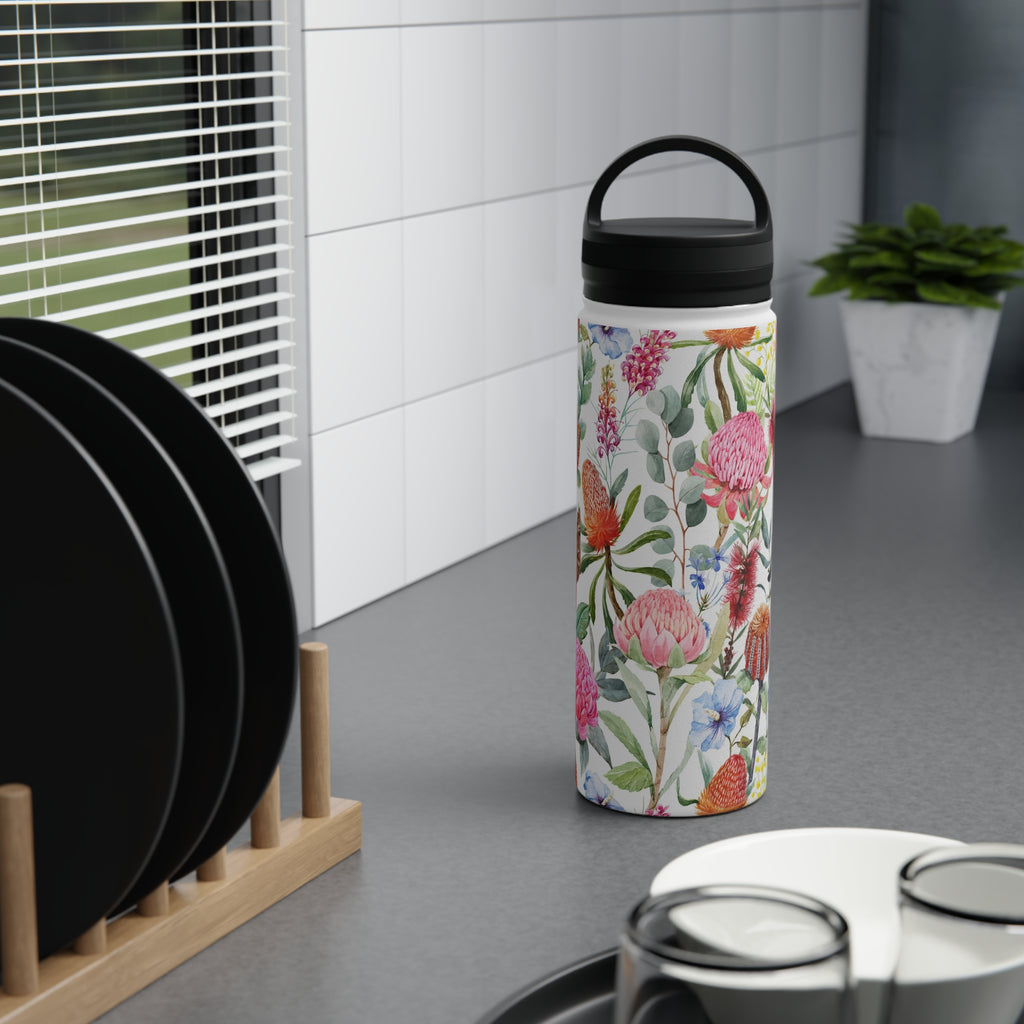 Australian Native Flowers Stainless Steel Water Bottle, Handle Lid Stainless Steel Water Bottle With Handle Lid Globally Fulfilled Plants