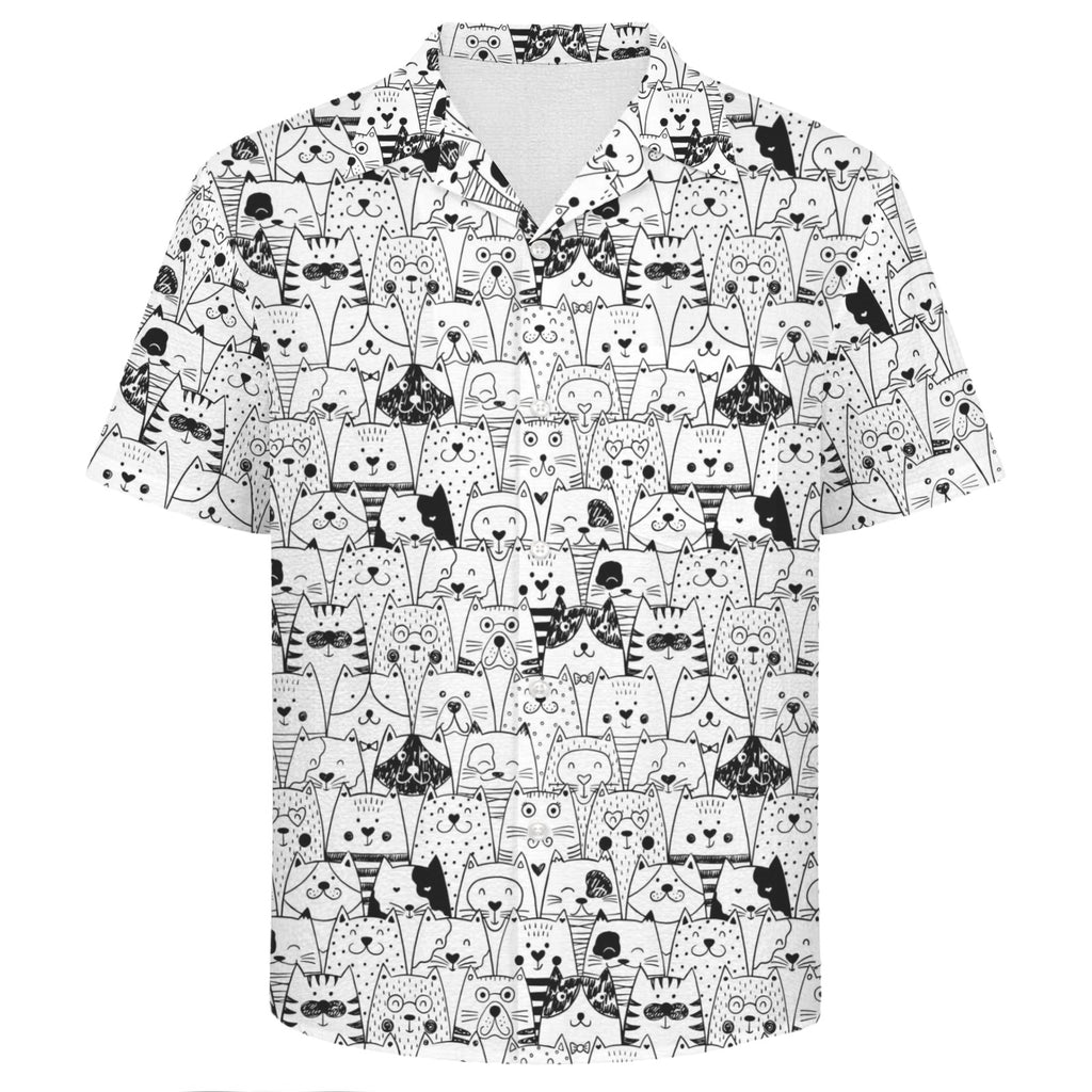 Cat Crowd Men's Crinkle Hawaiian Shirt