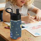 Rocket and Planets In Space 12oz Kids Water Bottle with Straw Lid