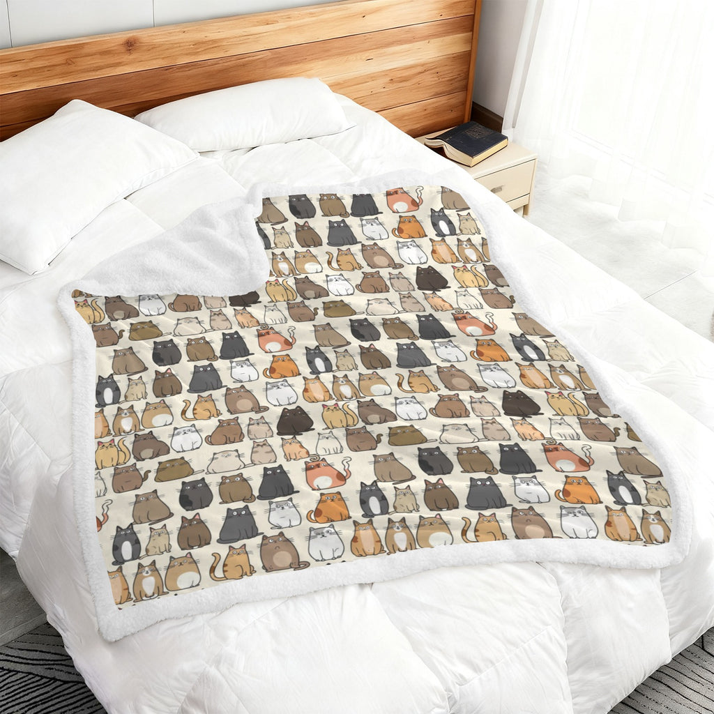 Lots Of Cats - Double-Layer Fleece Blanket 51"x59"