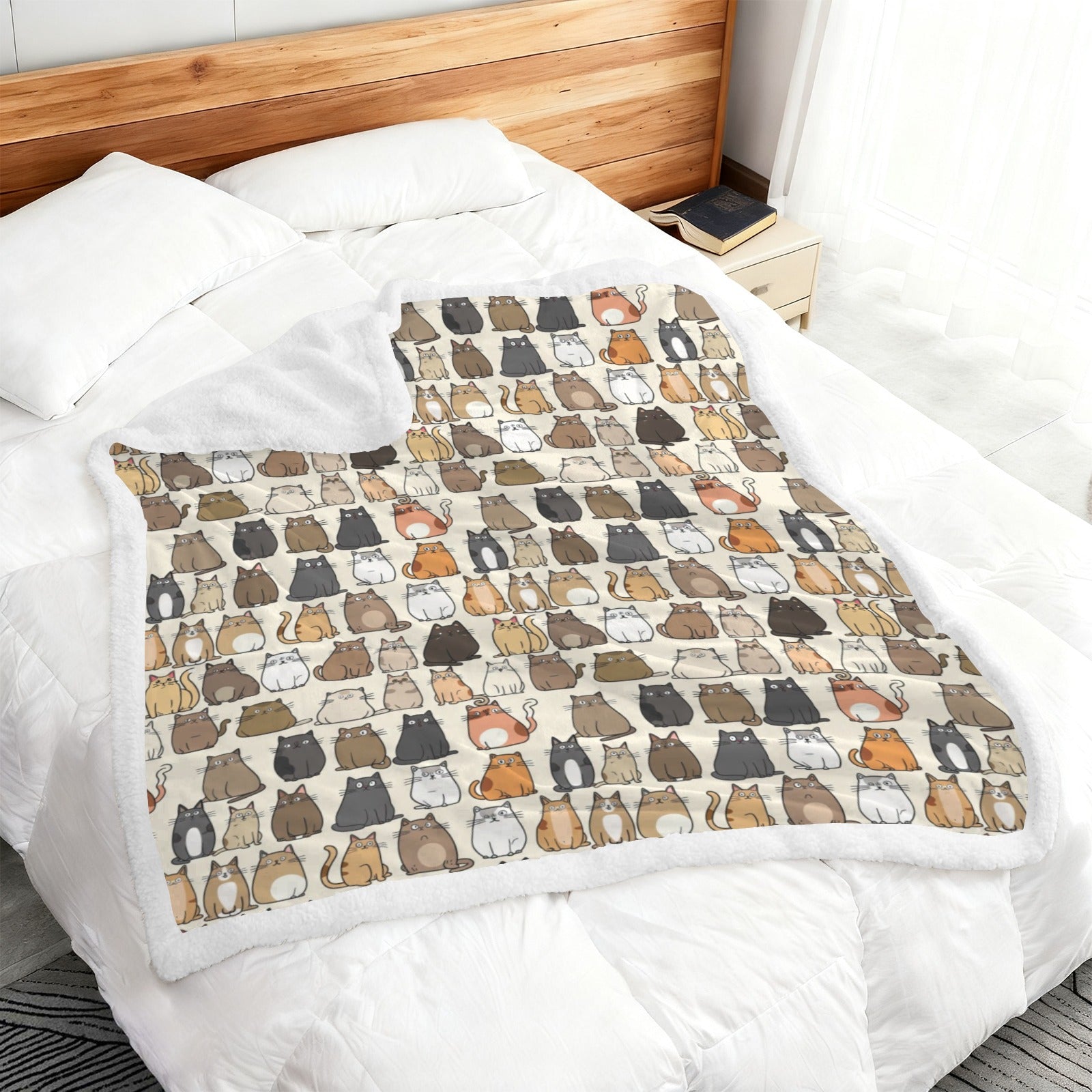 Lots Of Cats - Double-Layer Fleece Blanket 51"x59"