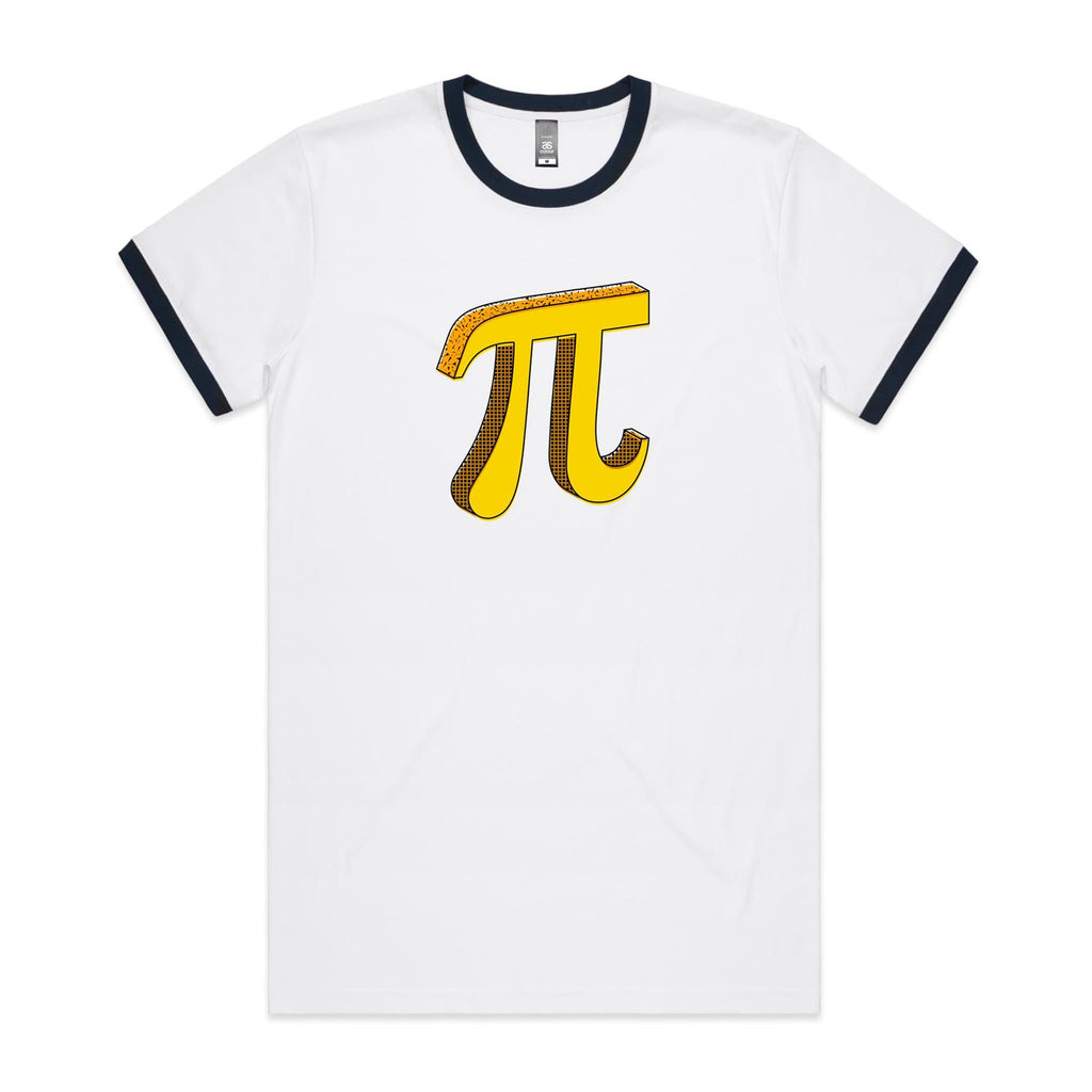 Pi - Staple Ringer Tee White Navy Ringer T-Shirt Maths Printed In Australia Science