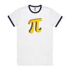 Pi - Staple Ringer Tee White Navy Ringer T-Shirt Maths Printed In Australia Science
