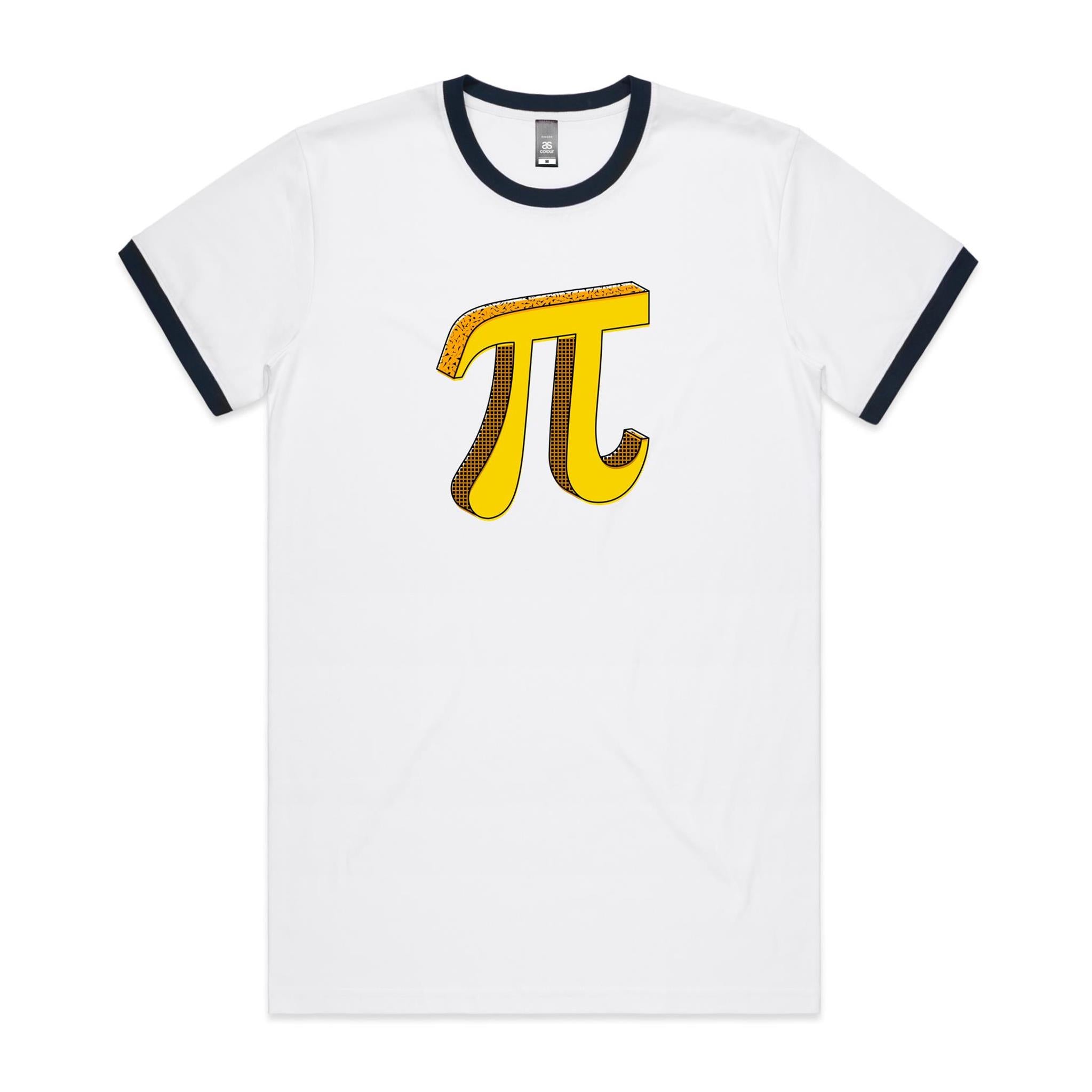 Pi - Staple Ringer Tee White Navy Ringer T-Shirt Maths Printed In Australia Science