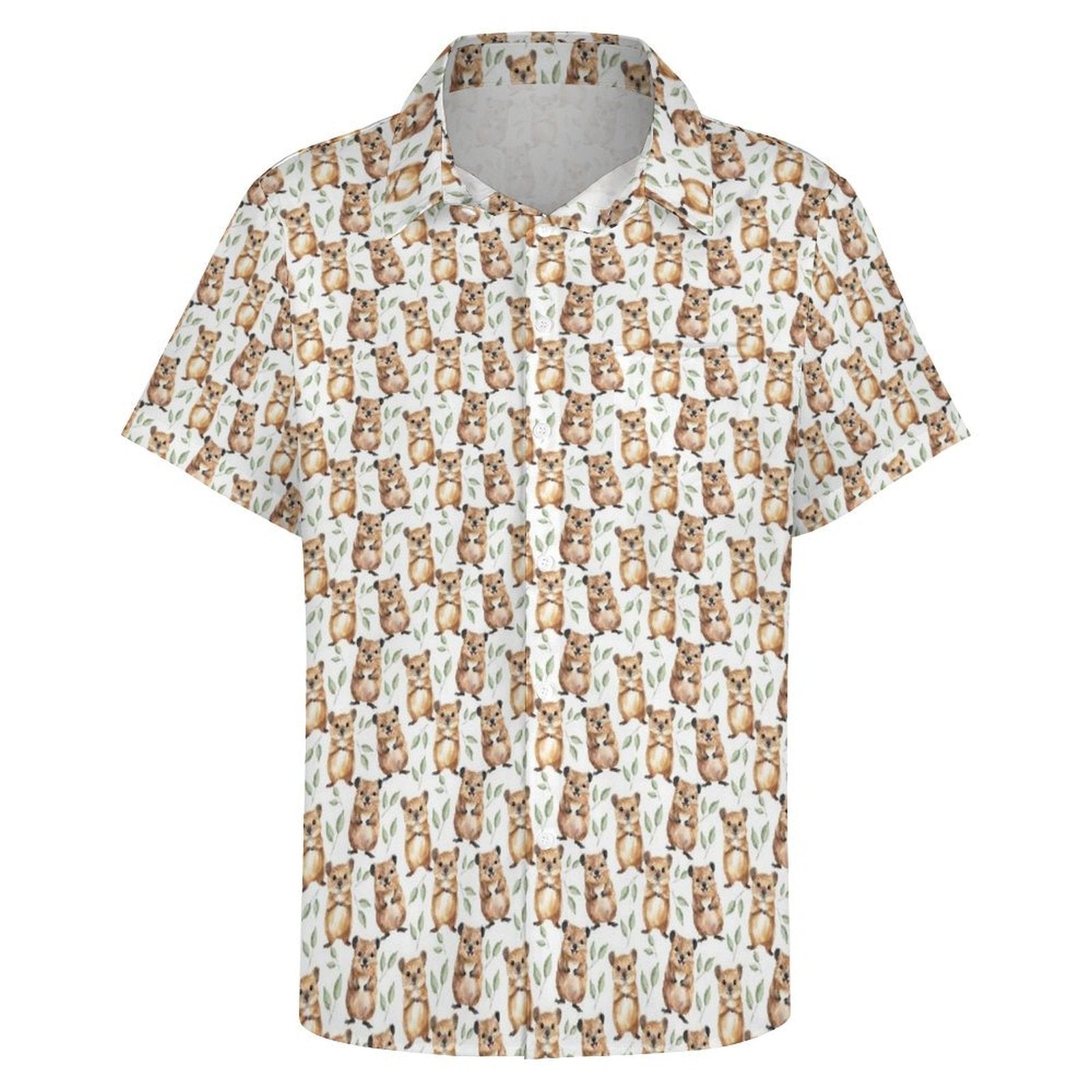 Quokkas Women's Short-Sleeve Button Up Shirt Women's Short-Sleeve Button Up Shirt animal Printed Offshore