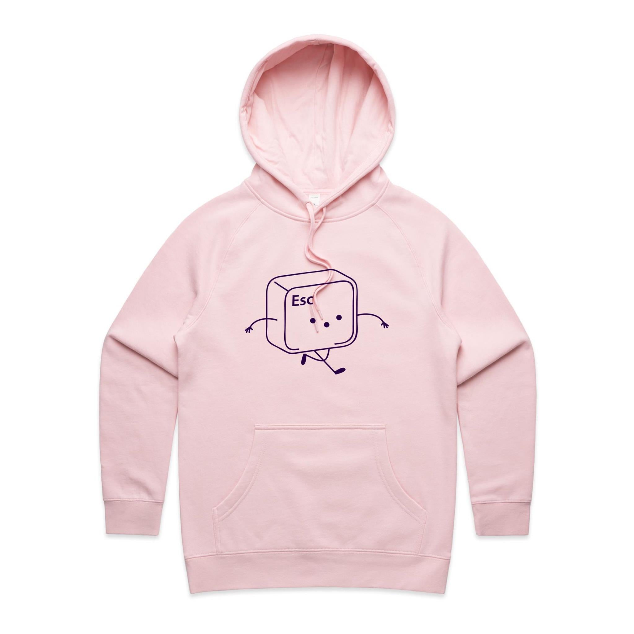 Escape Key - Womens Hoodie Pink Womens Hoodie Printed In Australia Tech