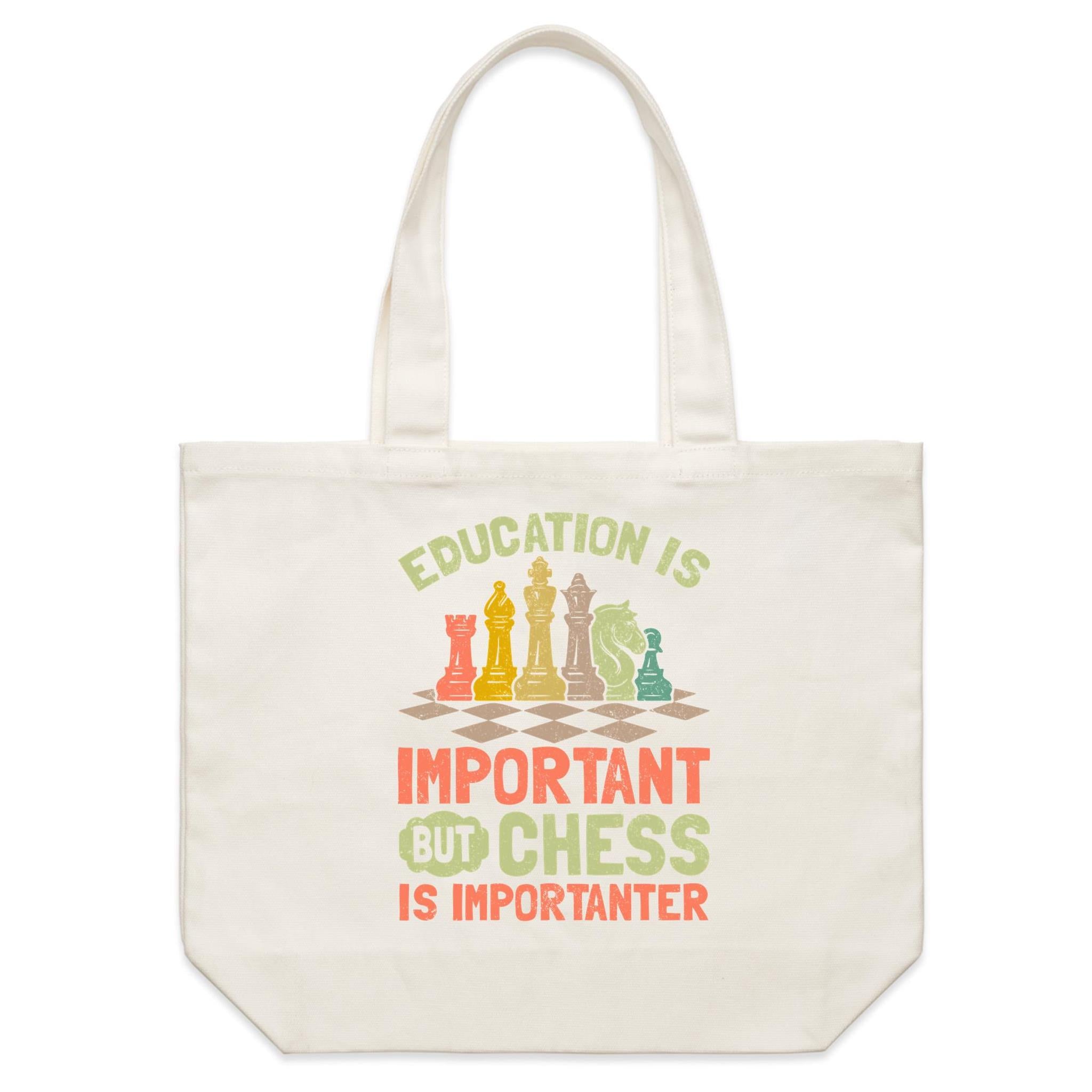 Chess And Education - Shoulder Canvas Tote Bag Default Title Large Tote Bag Chess Games Printed In Australia