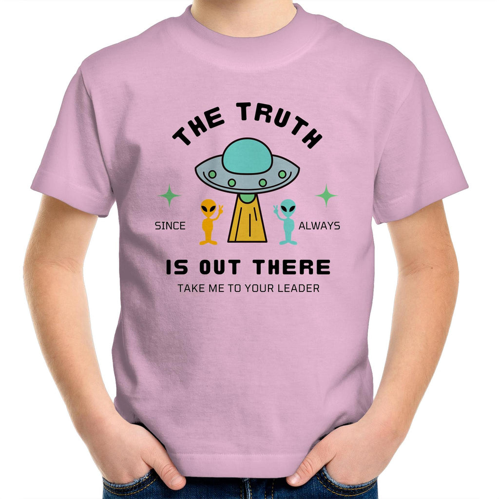 The Truth Is Out There, Alien UFO - Kids Youth T-Shirt Pink Kids Youth T-shirt Printed In Australia Sci Fi
