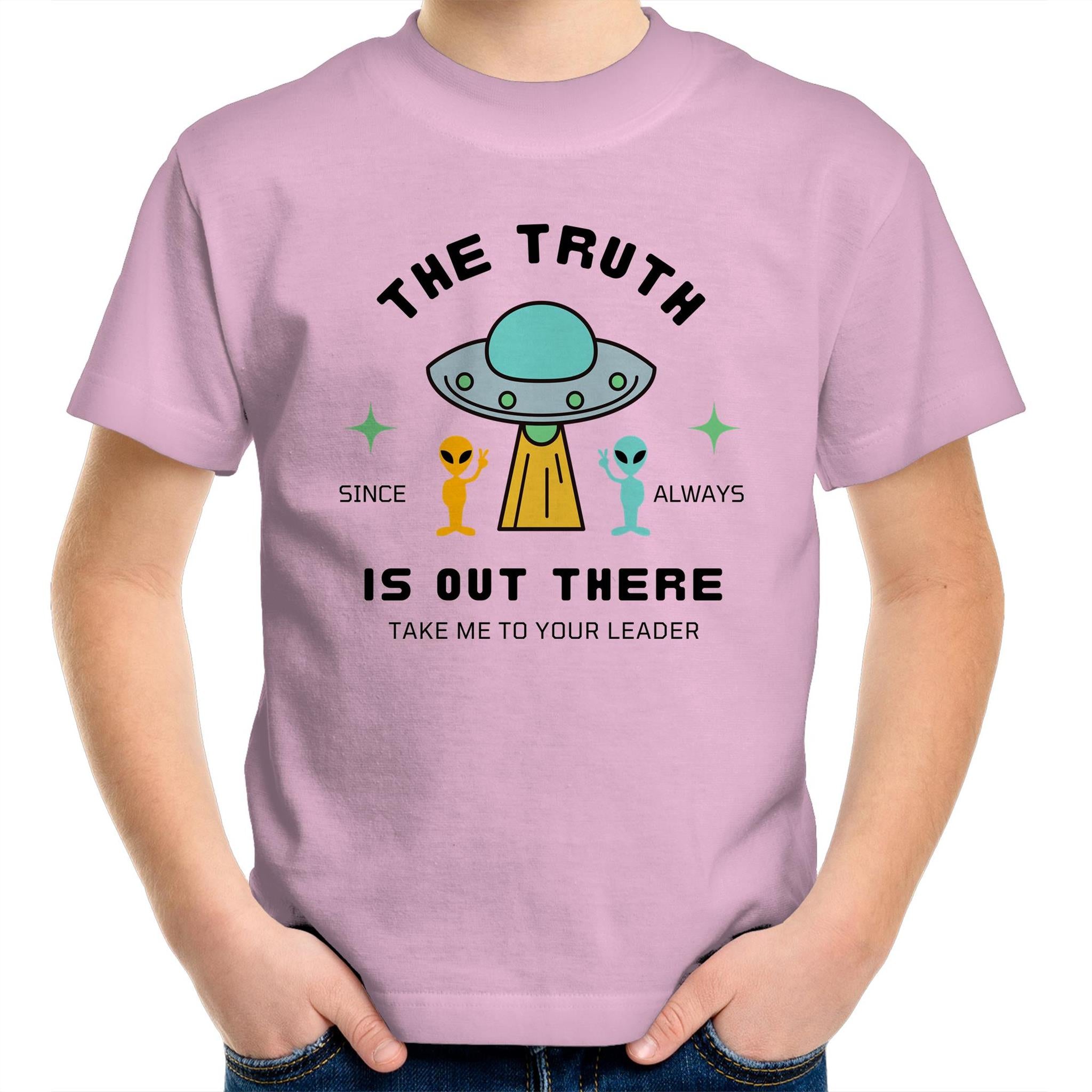 The Truth Is Out There, Alien UFO - Kids Youth T-Shirt Pink Kids Youth T-shirt Printed In Australia Sci Fi