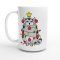 Christmas Cat - White 15oz Ceramic Mug Default Title Christmas 15oz Mug Christmas Globally Fulfilled