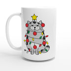 Christmas Cat - White 15oz Ceramic Mug Default Title Christmas 15oz Mug Christmas Globally Fulfilled