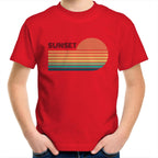 Retro Sunset - Kids Youth T-Shirt Red Kids Youth T-shirt Printed In Australia Retro